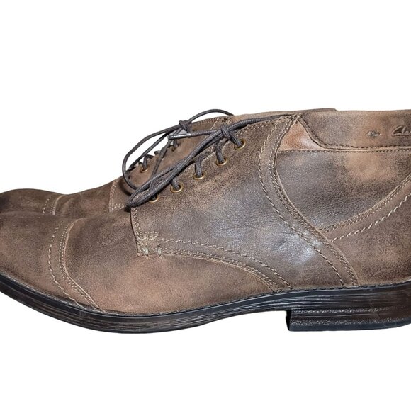 Clark's Chukka Ankle Desert Boots Men's Size 13M Dark Brown Leather Preowned - Picture 2 of 12